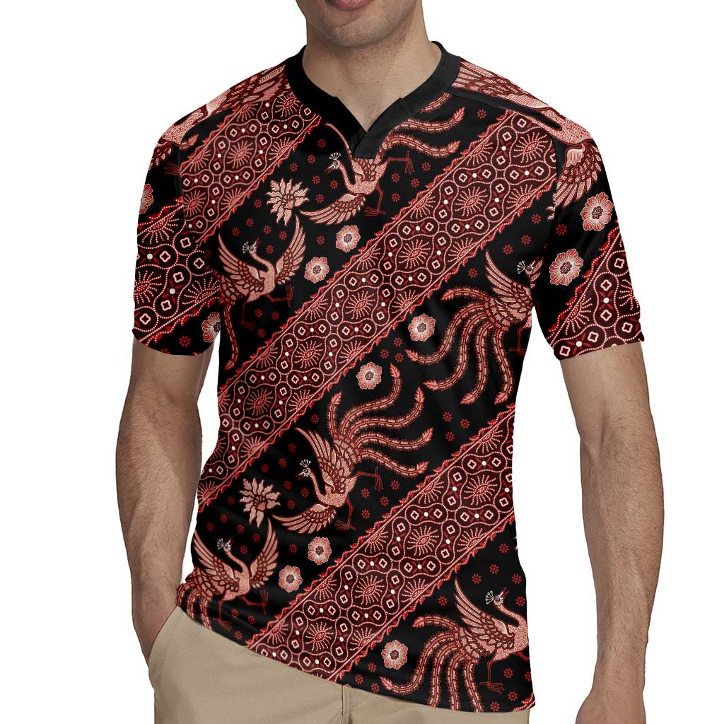 Indonesia Batik Pattern Rugby Jersey Red Version