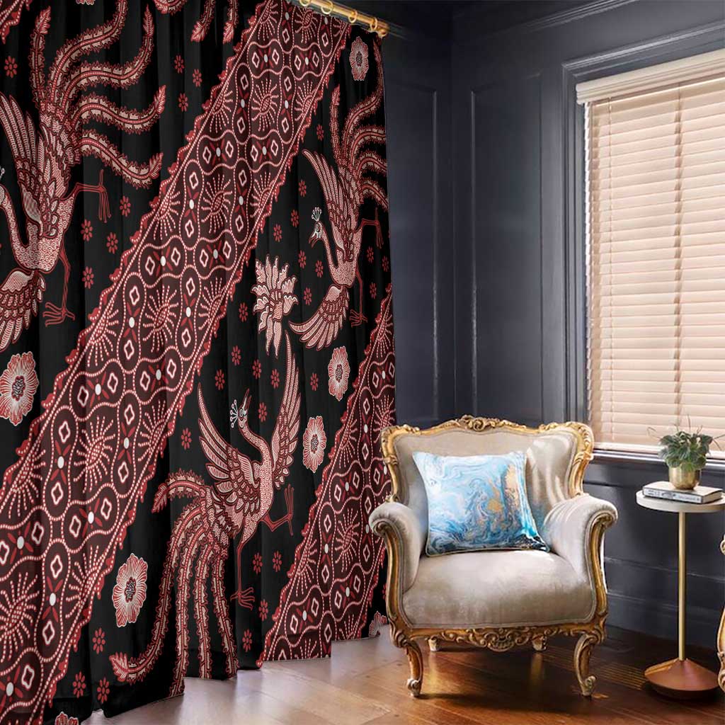 Indonesia Batik Pattern Window Curtain Red Version