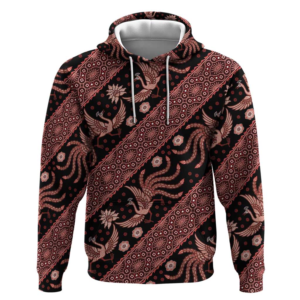Indonesia Batik Pattern Zip Hoodie Red Version
