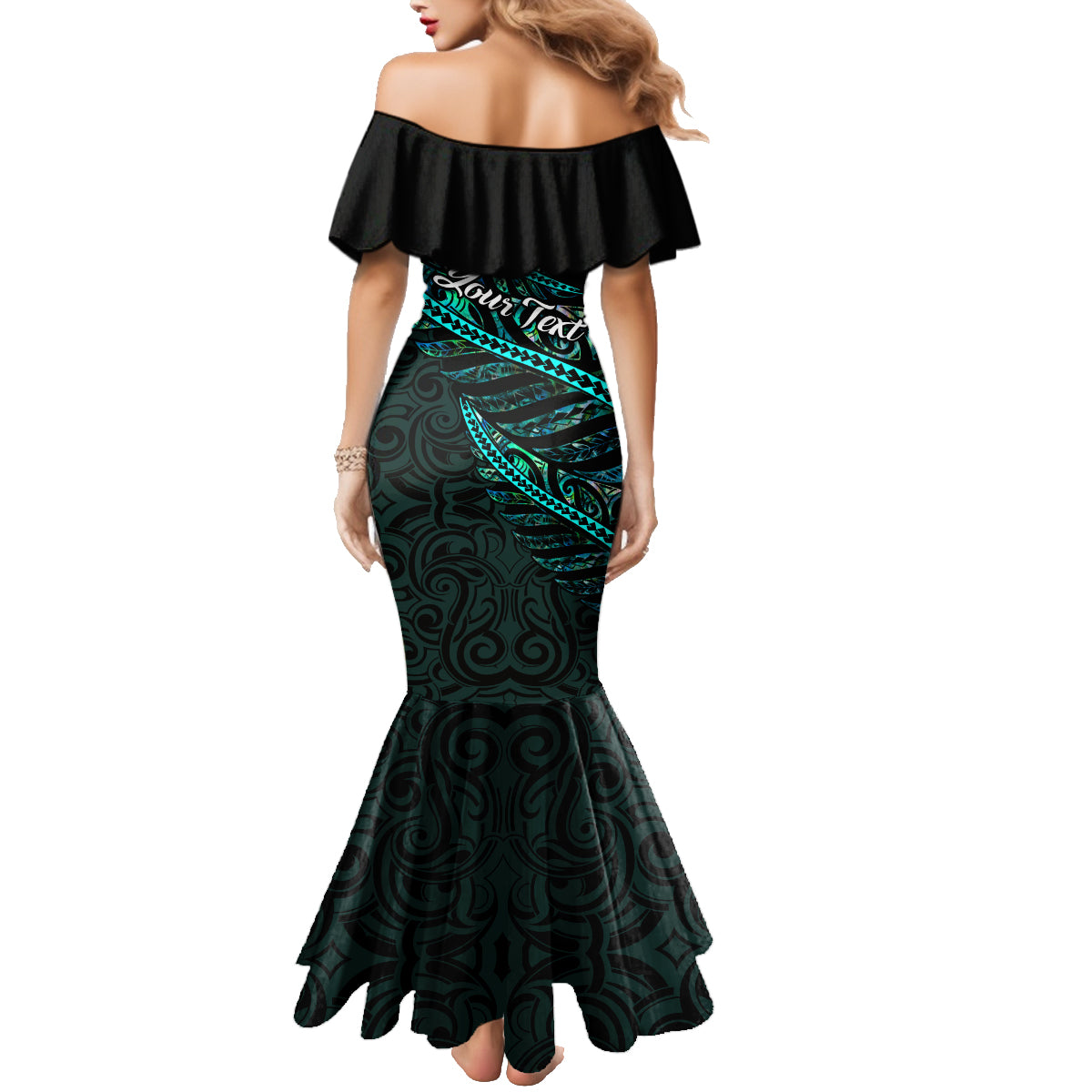 Personalised Aotearoa Family Matching Mermaid Dress and Hawaiian Shirt Silver Fern Mix Paua Shell Polynesian Pattern LT01 - Polynesian Pride
