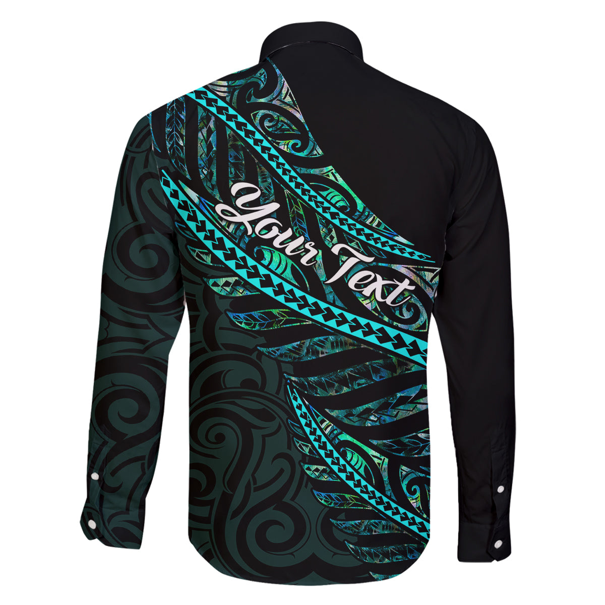 Personalised Aotearoa Family Matching Off Shoulder Maxi Dress and Hawaiian Shirt Silver Fern Mix Paua Shell Polynesian Pattern LT01 - Polynesian Pride
