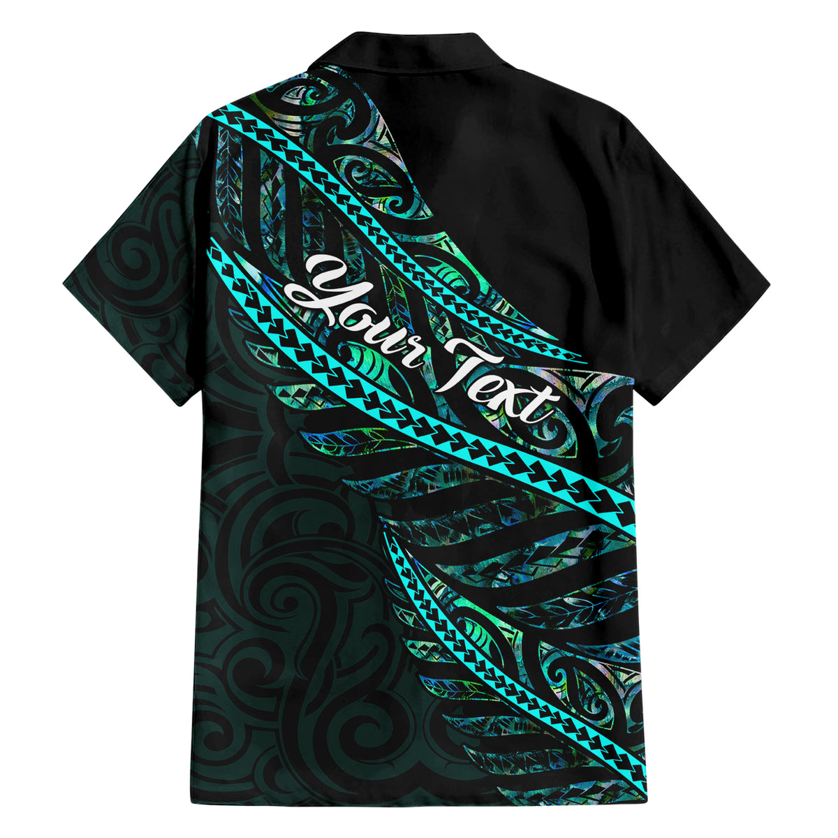 Personalised Aotearoa Family Matching Short Sleeve Bodycon Dress and Hawaiian Shirt Silver Fern Mix Paua Shell Polynesian Pattern LT01 - Polynesian Pride