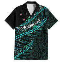 Personalised Aotearoa Family Matching Tank Maxi Dress and Hawaiian Shirt Silver Fern Mix Paua Shell Polynesian Pattern LT01 Dad's Shirt - Short Sleeve Black - Polynesian Pride