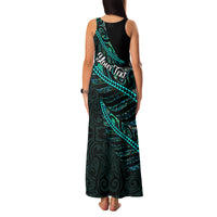 Personalised Aotearoa Family Matching Tank Maxi Dress and Hawaiian Shirt Silver Fern Mix Paua Shell Polynesian Pattern LT01 - Polynesian Pride