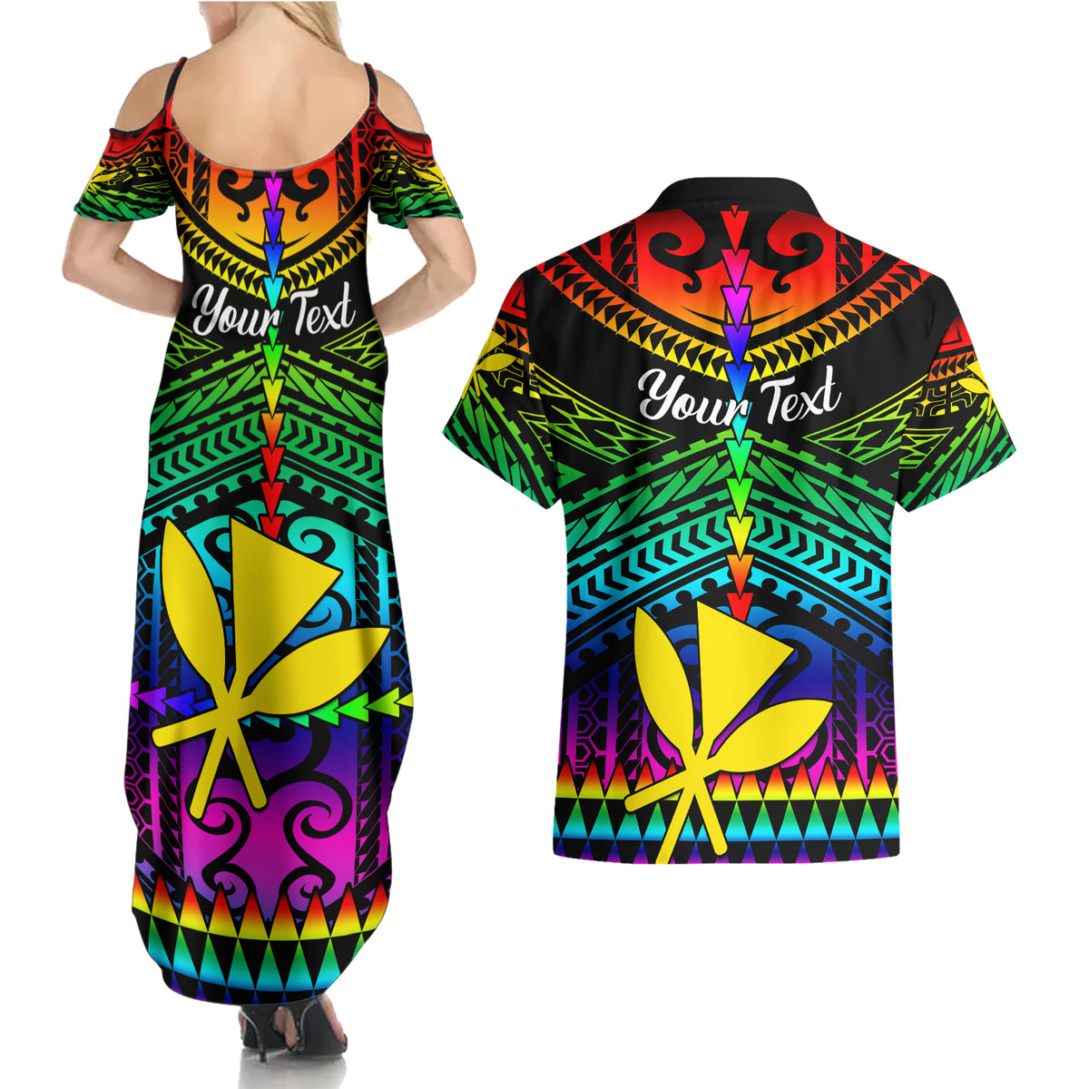 personalised-hawaii-couples-matching-summer-maxi-dress-and-hawaiian-shirt-kanaka-maoli-kakau-2023-national-coming-out-day