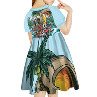 Personalized Aloha Hawaii Skeleton Kid Short Sleeve Dress Tropical Summer Vibe