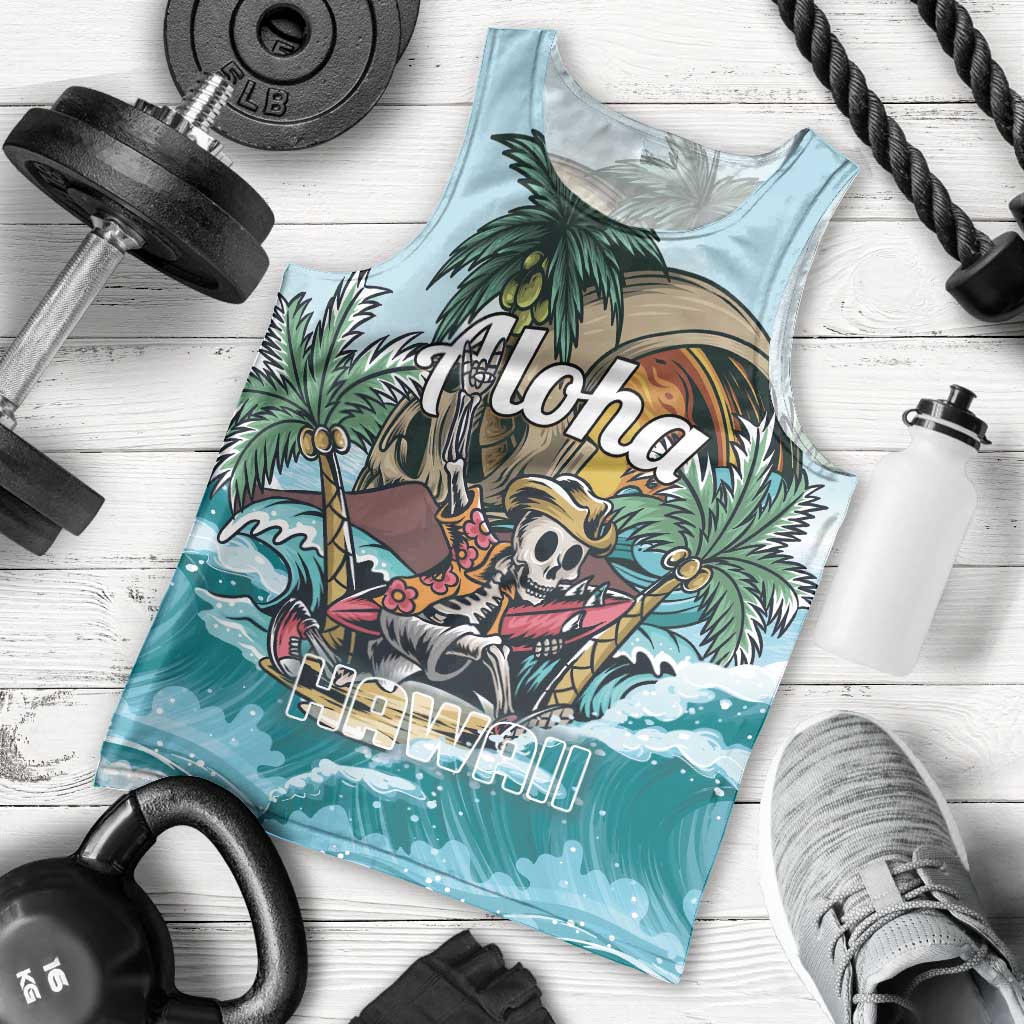 Personalized Aloha Hawaii Skeleton Men Tank Top Tropical Summer Vibe