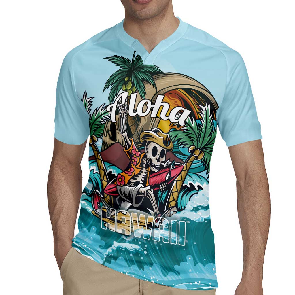 Personalized Aloha Hawaii Skeleton Rugby Jersey Tropical Summer Vibe