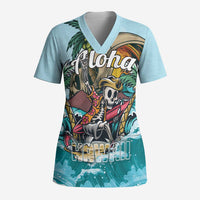 Personalized Aloha Hawaii Skeleton Scrub Top Tropical Summer Vibe - Polynesian Pride