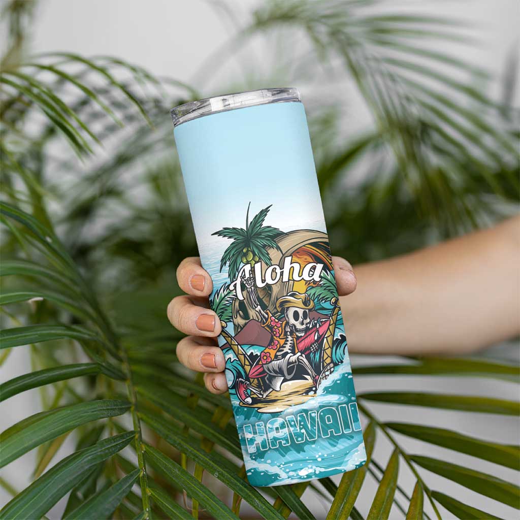 Personalized Aloha Hawaii Skeleton Skinny Tumbler Tropical Summer Vibe