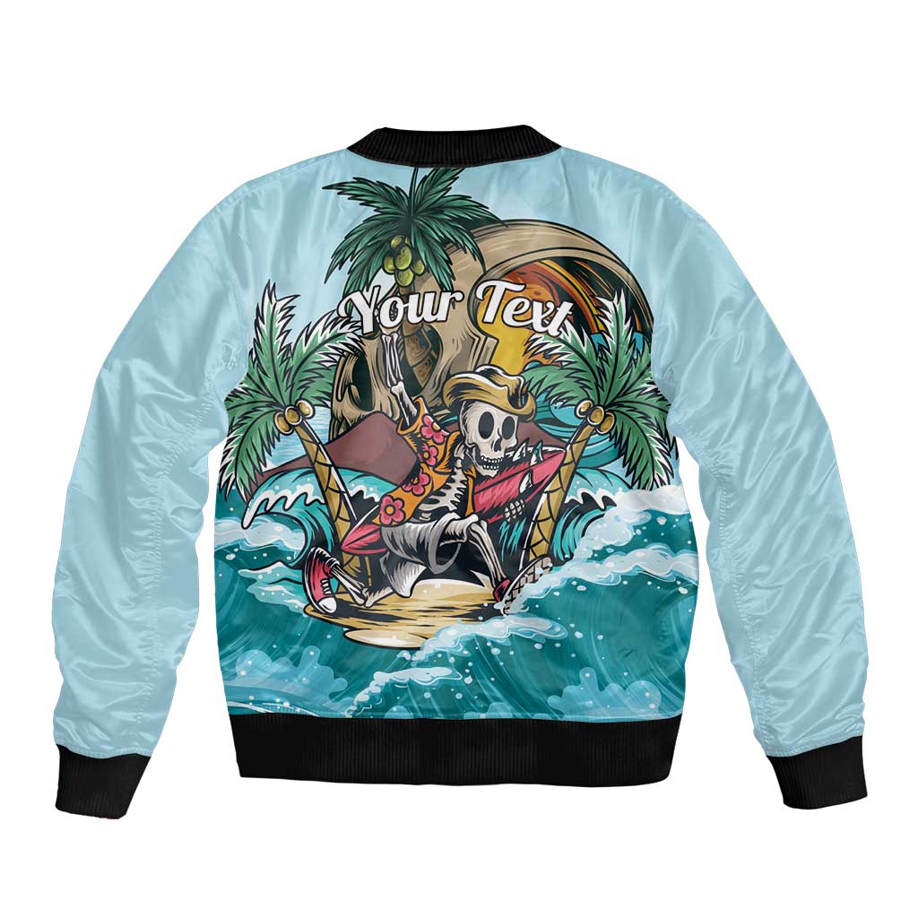 Personalized Aloha Hawaii Skeleton Sleeve Zip Bomber Jacket Tropical Summer Vibe