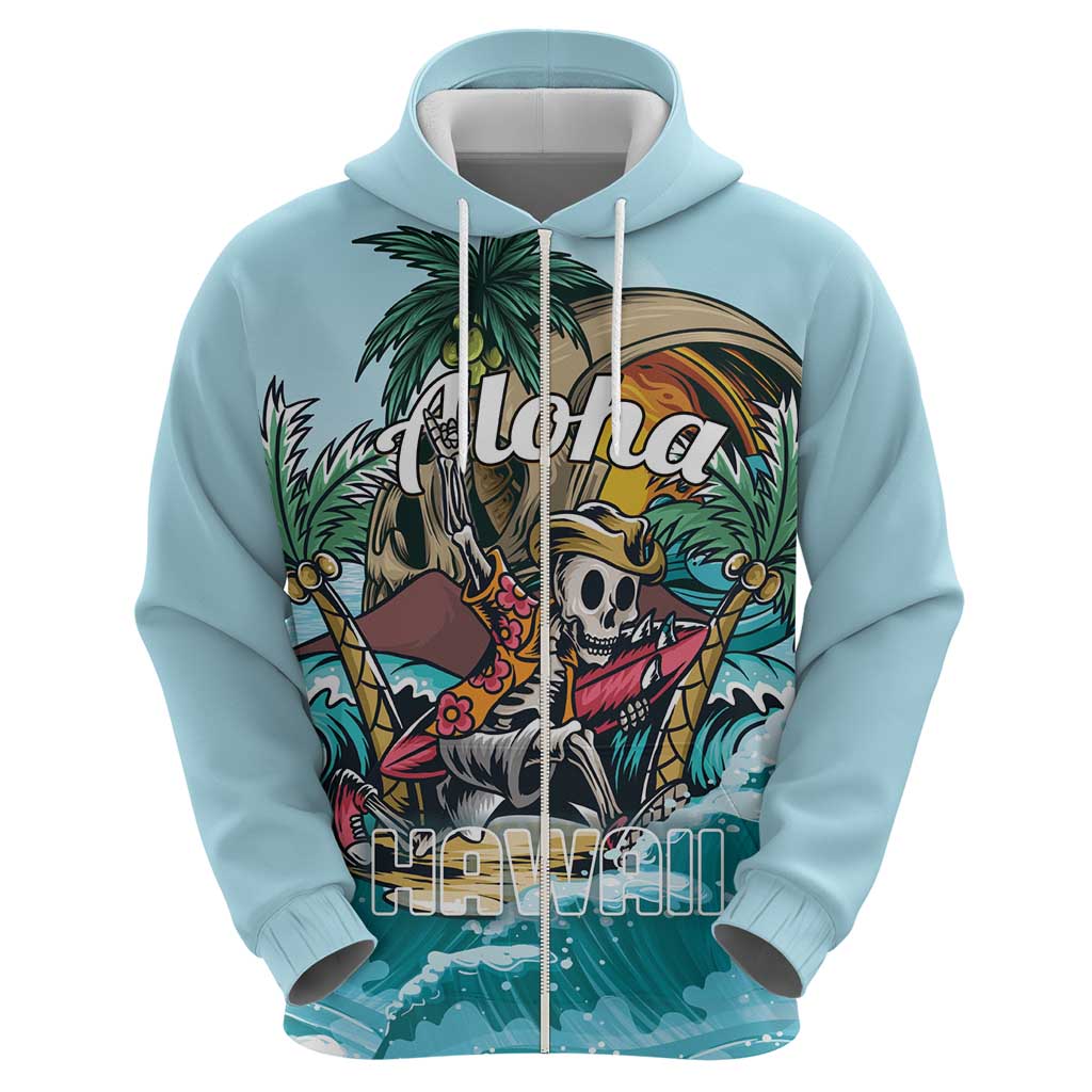 Personalized Aloha Hawaii Skeleton Zip Hoodie Tropical Summer Vibe LT01 - Polynesian Pride