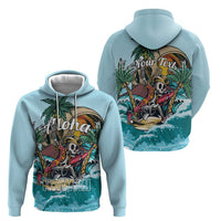 Personalized Aloha Hawaii Skeleton Zip Hoodie Tropical Summer Vibe LT01 - Polynesian Pride