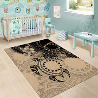 Cook Islands Turtle Area Rug Stars and Hibiscus - Beige LT01 - Polynesian Pride