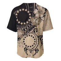 Cook Islands Turtle Baseball Jersey Stars and Hibiscus - Beige LT01 - Polynesian Pride