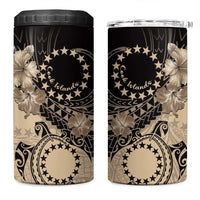 Cook Islands Turtle 4 in 1 Can Cooler Tumbler Stars and Hibiscus - Beige