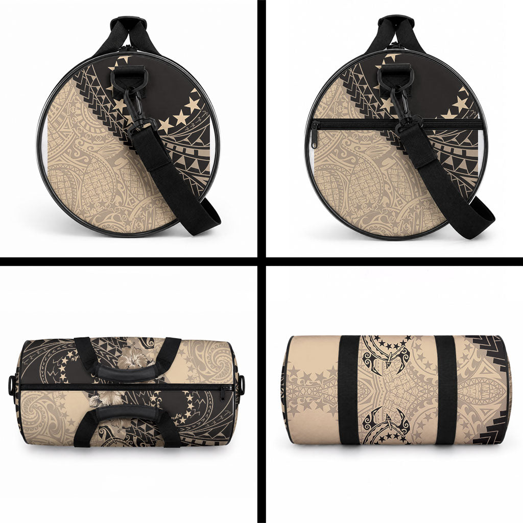 Cook Islands Turtle Duffle Bag Stars and Hibiscus - Beige LT01 - Polynesian Pride