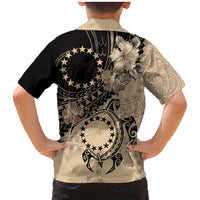 Cook Islands Turtle Family Matching Mermaid Dress and Hawaiian Shirt Stars and Hibiscus - Beige