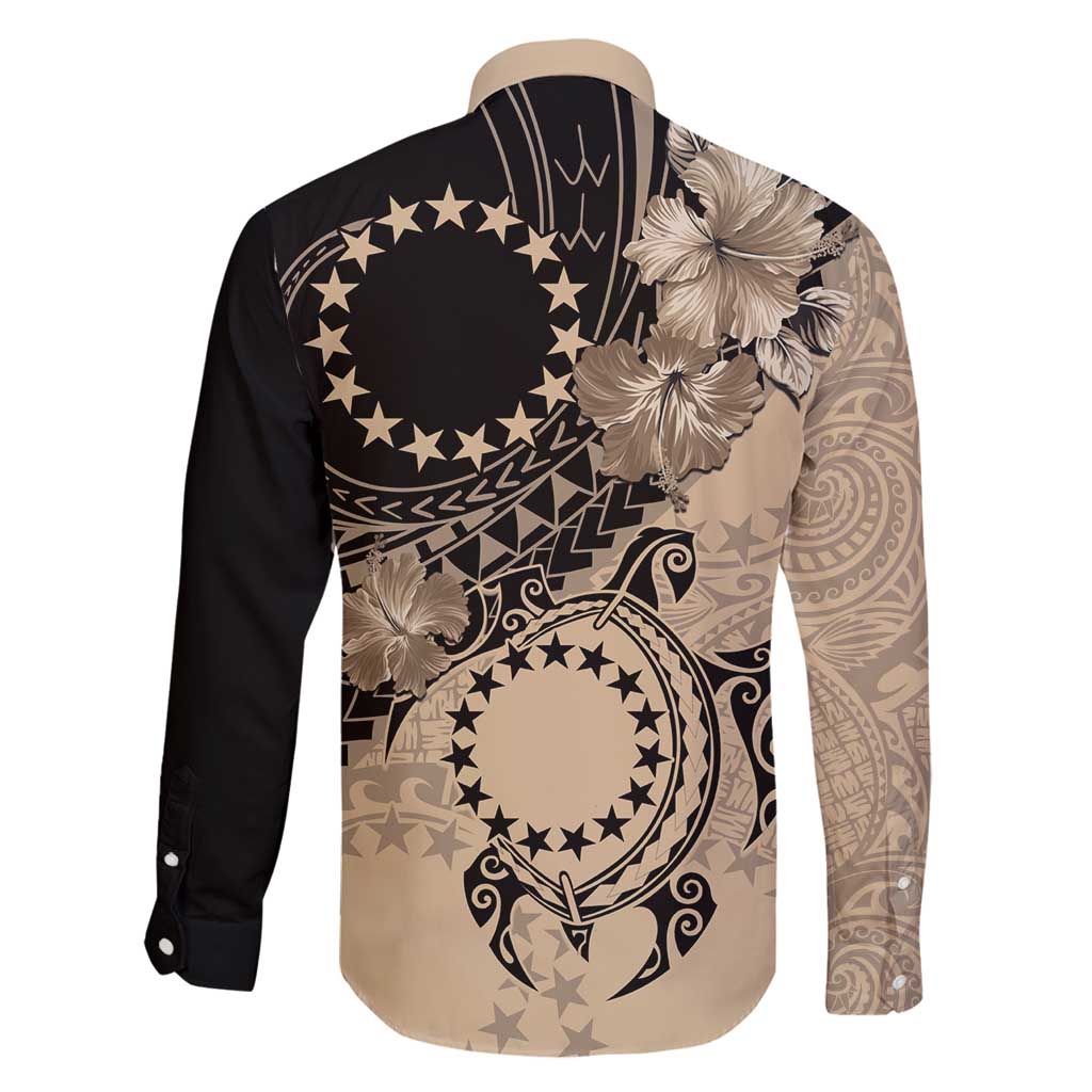 Cook Islands Turtle Family Matching Tank Maxi Dress and Hawaiian Shirt Stars and Hibiscus - Beige