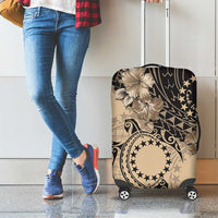 Cook Islands Turtle Luggage Cover Stars and Hibiscus - Beige