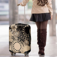 Cook Islands Turtle Luggage Cover Stars and Hibiscus - Beige