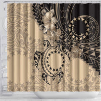 Cook Islands Turtle Shower Curtain Stars and Hibiscus - Beige LT01 - Polynesian Pride