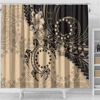 Cook Islands Turtle Shower Curtain Stars and Hibiscus - Beige LT01 - Polynesian Pride