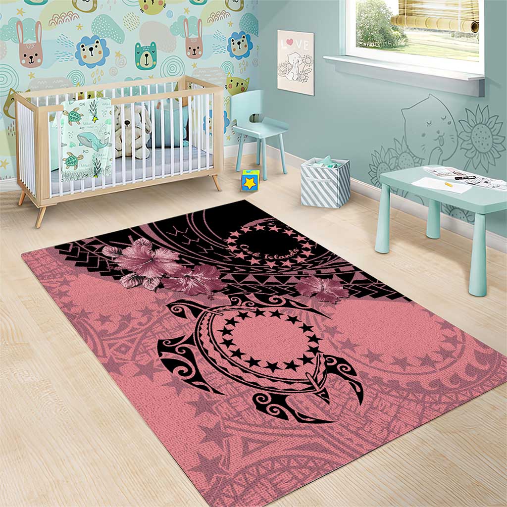 Cook Islands Turtle Area Rug Stars and Hibiscus - Pink LT01 - Polynesian Pride