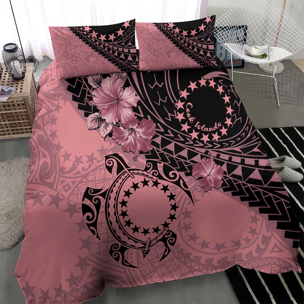 Cook Islands Turtle Bedding Set Stars and Hibiscus - Pink