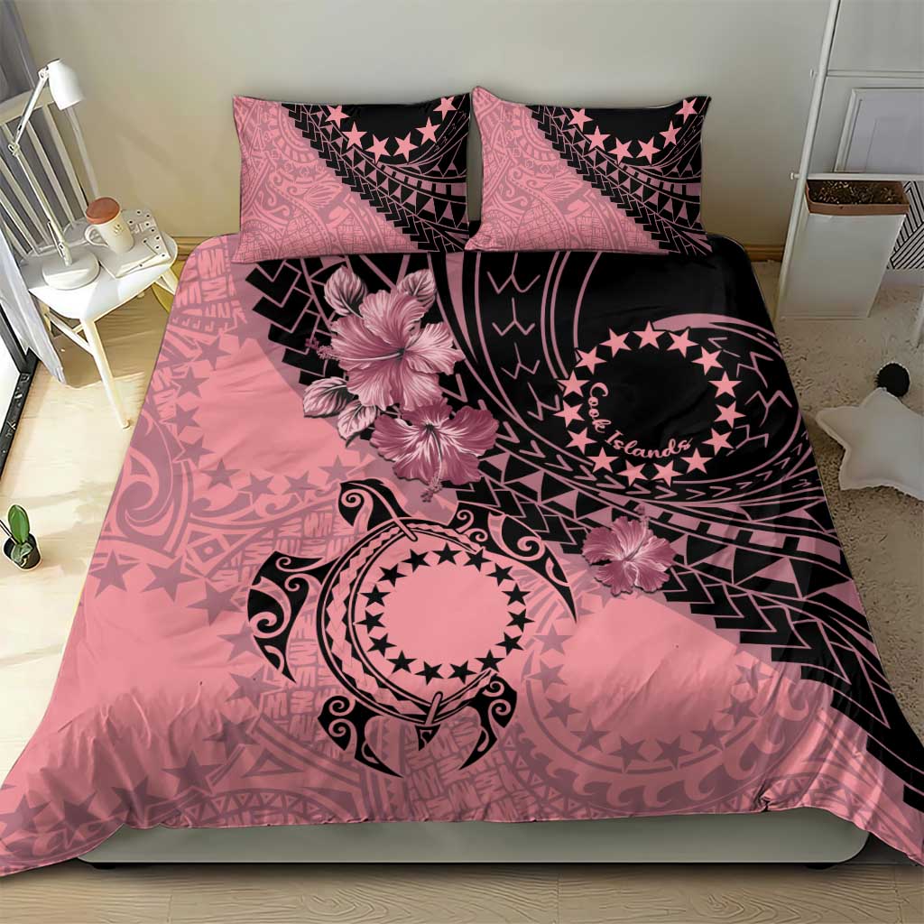 Cook Islands Turtle Bedding Set Stars and Hibiscus - Pink