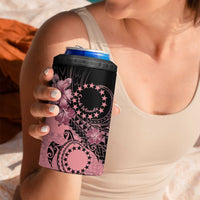 Cook Islands Turtle 4 in 1 Can Cooler Tumbler Stars and Hibiscus - Pink
