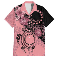 Cook Islands Turtle Family Matching Tank Maxi Dress and Hawaiian Shirt Stars and Hibiscus - Pink