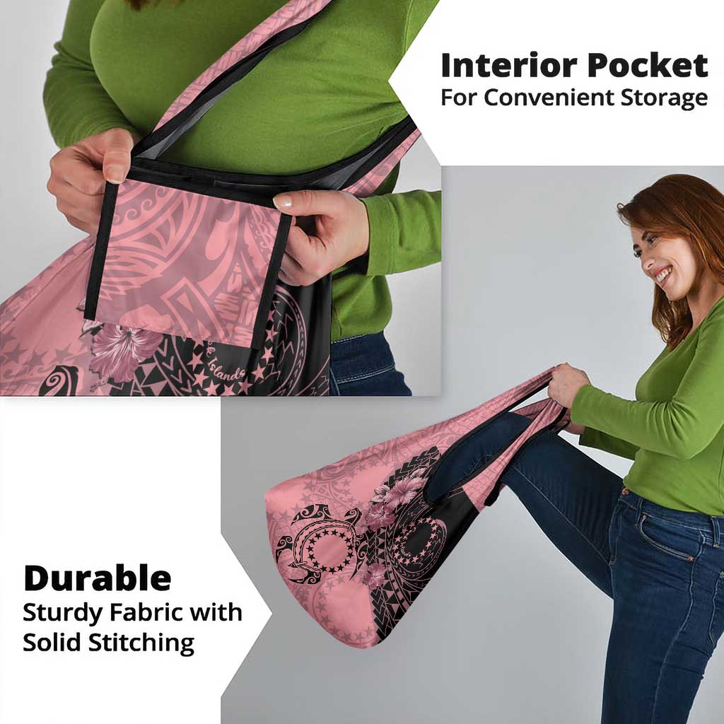 Cook Islands Turtle Grocery Bag Stars and Hibiscus - Pink