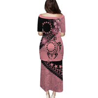 Cook Islands Turtle Puletasi Stars and Hibiscus - Pink