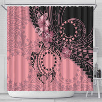 Cook Islands Turtle Shower Curtain Stars and Hibiscus - Pink LT01 - Polynesian Pride