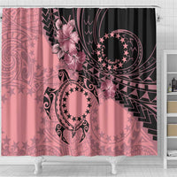 Cook Islands Turtle Shower Curtain Stars and Hibiscus - Pink LT01 - Polynesian Pride