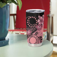 Cook Islands Turtle Tumbler Cup Stars and Hibiscus - Pink