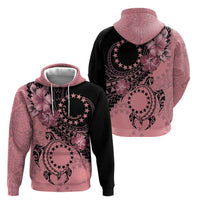 Cook Islands Turtle Zip Hoodie Stars and Hibiscus - Pink