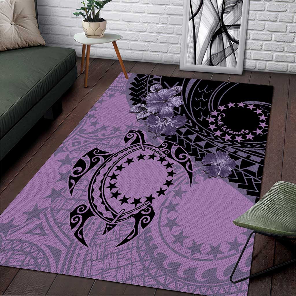 Cook Islands Turtle Area Rug Stars and Hibiscus - Purple LT01 Purple - Polynesian Pride