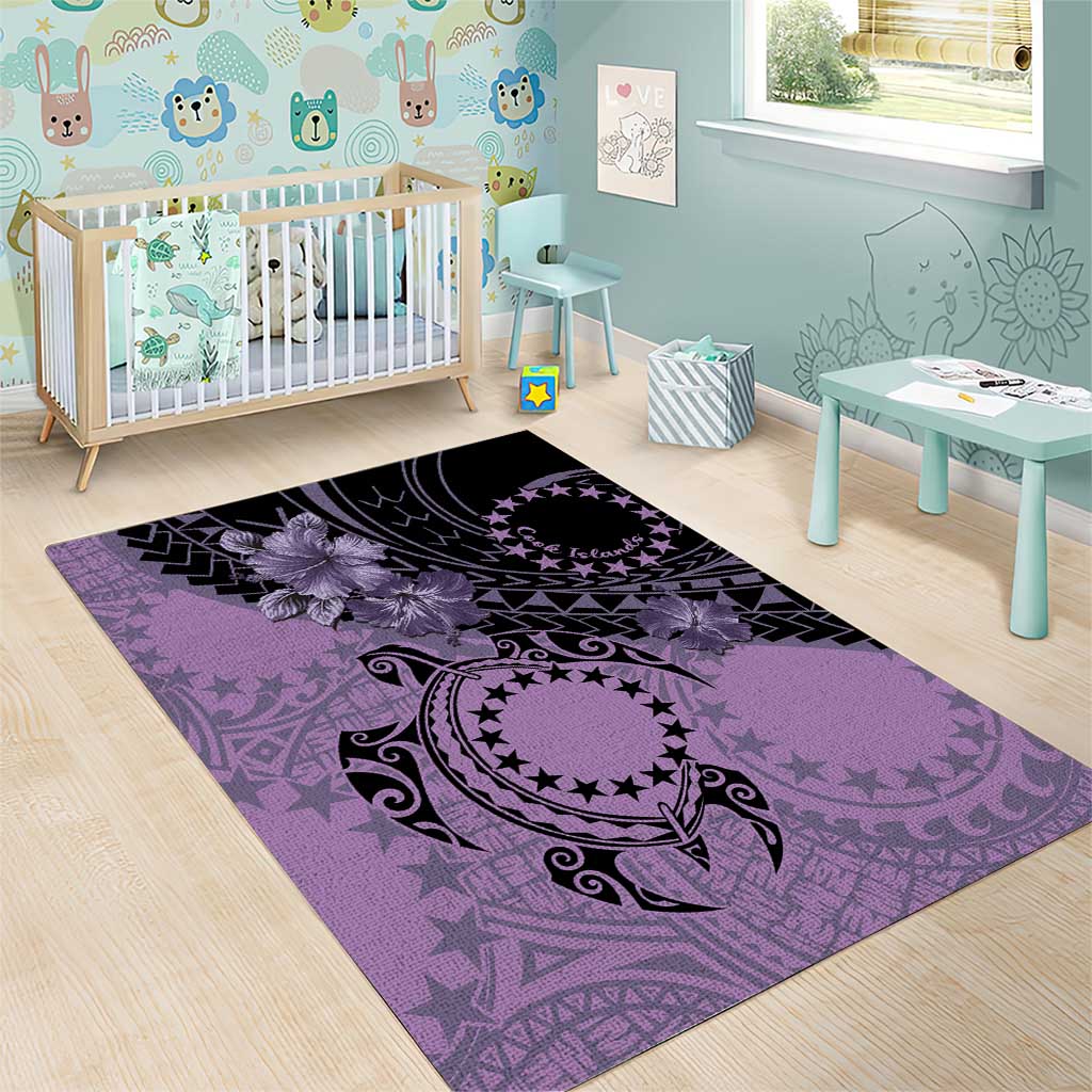 Cook Islands Turtle Area Rug Stars and Hibiscus - Purple LT01 - Polynesian Pride