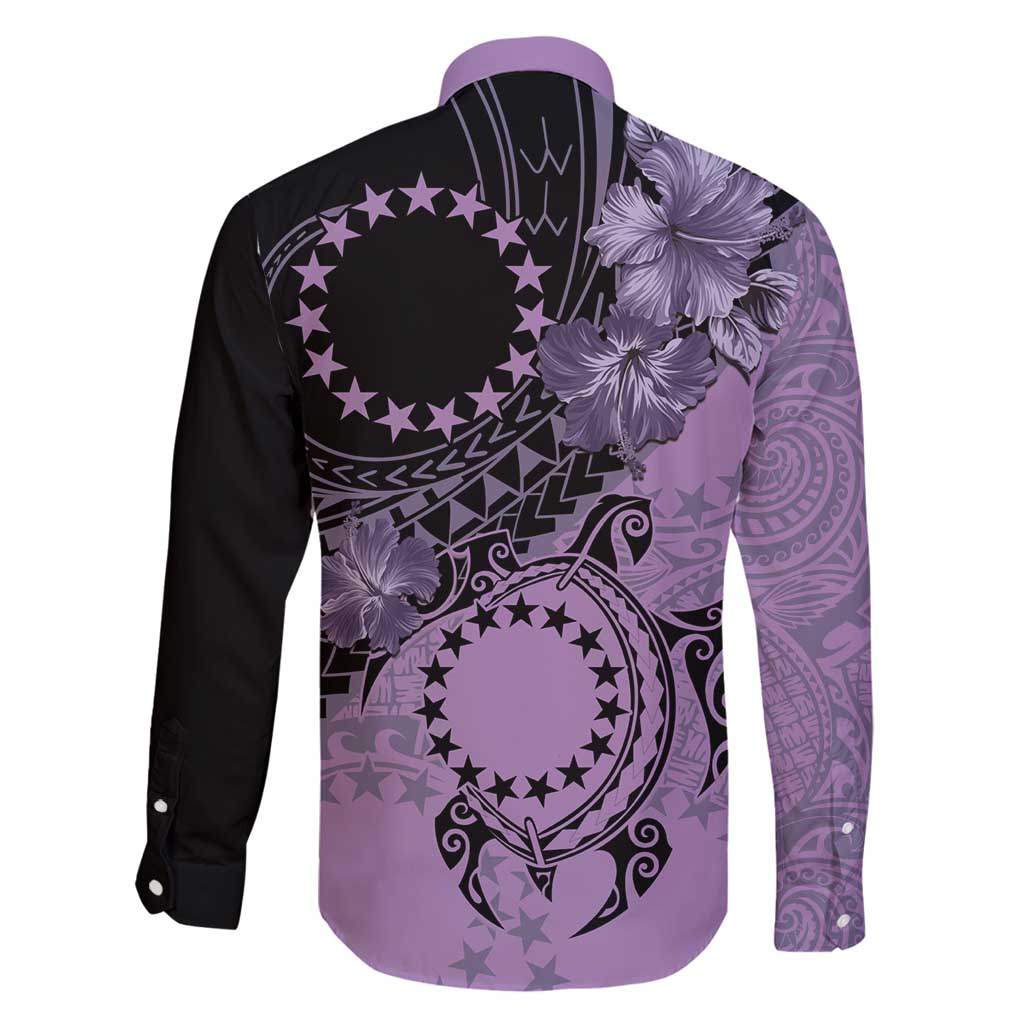 Cook Islands Turtle Family Matching Puletasi and Hawaiian Shirt Stars and Hibiscus - Purple