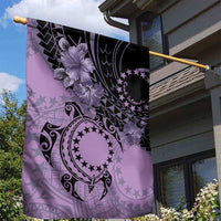 Cook Islands Turtle Garden Flag Stars and Hibiscus - Purple