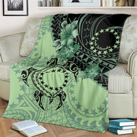 Cook Islands Turtle Blanket Stars and Hibiscus - Green
