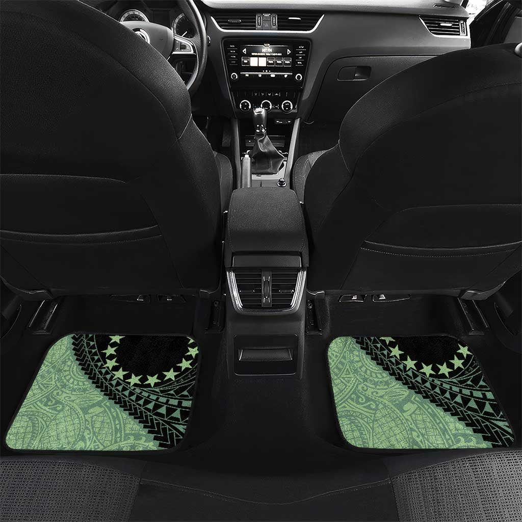 Cook Islands Turtle Car Mats Stars and Hibiscus - Green