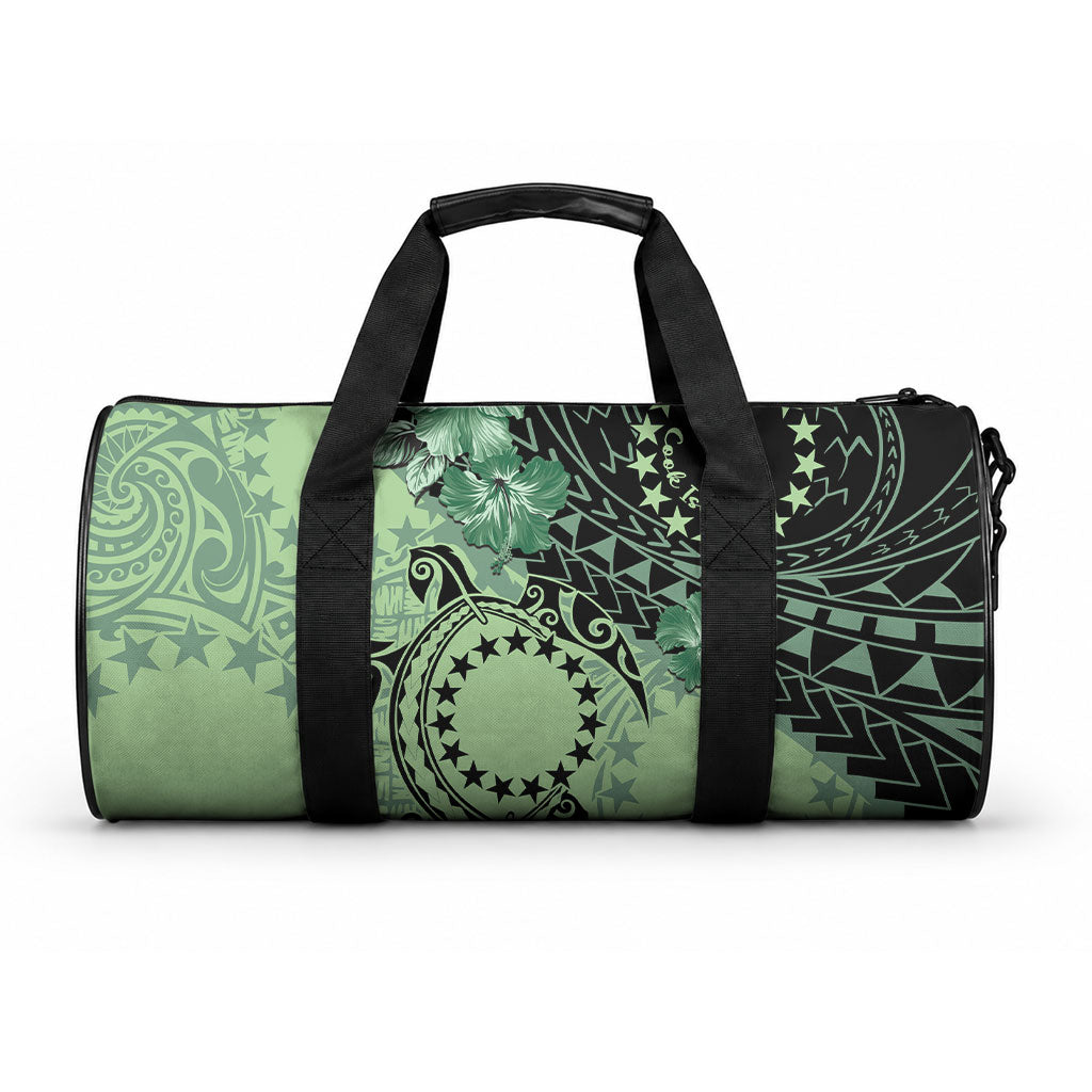 Cook Islands Turtle Duffle Bag Stars and Hibiscus - Green LT01 One size Green - Polynesian Pride