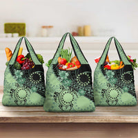 Cook Islands Turtle Grocery Bag Stars and Hibiscus - Green