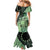 Cook Islands Turtle Mermaid Dress Stars and Hibiscus - Green