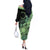 Cook Islands Turtle Off The Shoulder Long Sleeve Dress Stars and Hibiscus - Green