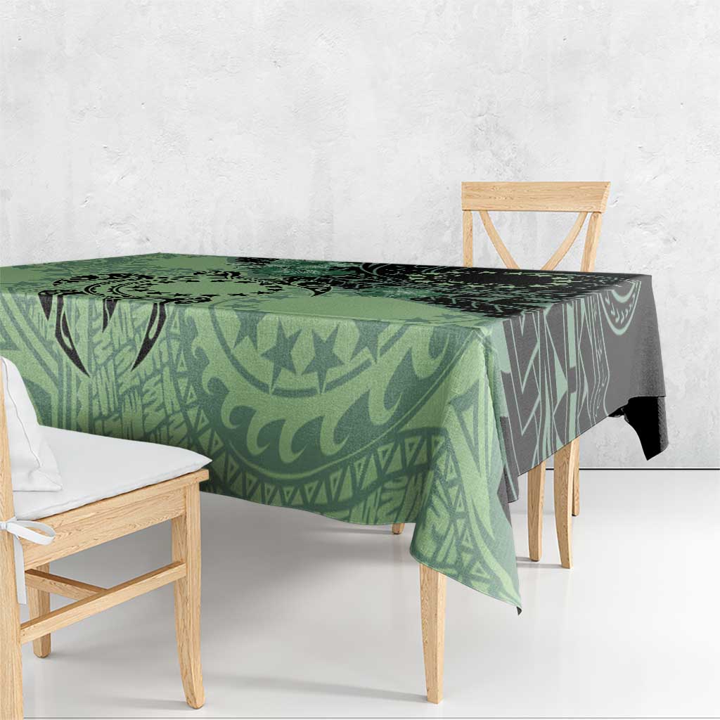 Cook Islands Turtle Tablecloth Stars and Hibiscus - Green LT01 - Polynesian Pride