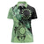 Cook Islands Turtle Women Polo Shirt Stars and Hibiscus - Green